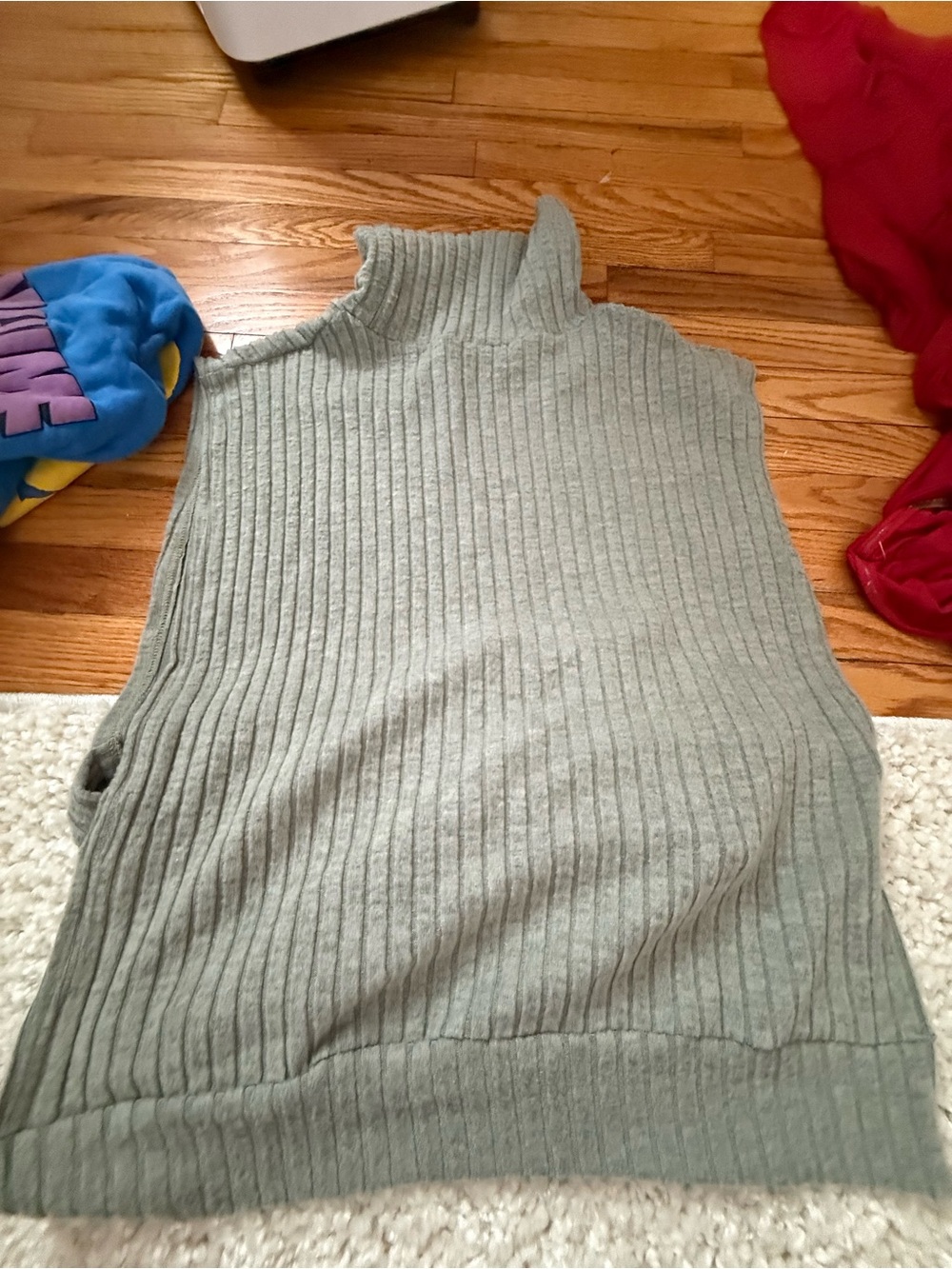 Sleeveless Ribbed Mock Neck Sweater Tank - Sage